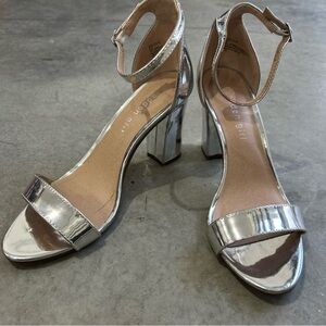 Madden Girl Shiny Silver Block Heels